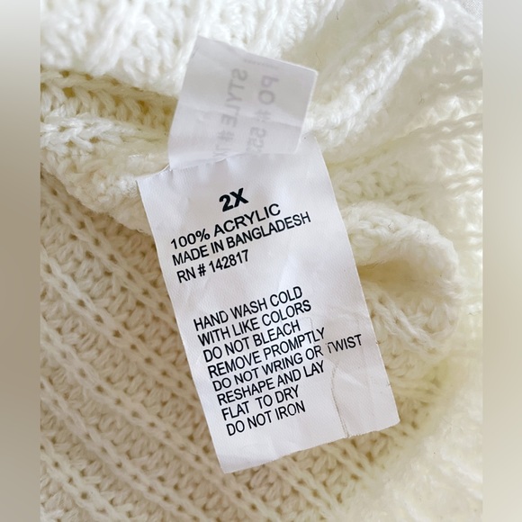 Love Change Italy Women’s Cream Crewneck Cable Knit Sweater 2X NWT - Picture 3 of 7